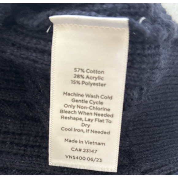 Talbots Cable Knit Sweater Womens M Navy Blue Button Shoulder Classiccore - Picture 6 of 6